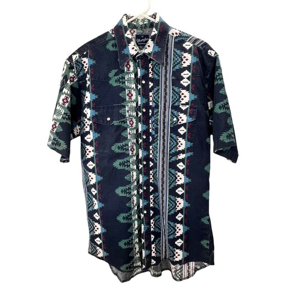 Wrangler | Shirts | Vintage Wrangler Western Aztec Shirt Pearl Snap ...